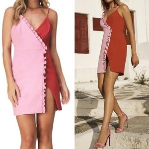 Bardot Color Block Pink & Red Party Dress Sz 8M